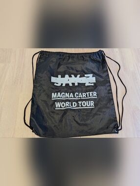 JAY-Z 'Magna Carta World Tour' Drawstring Bag - Black with White Print